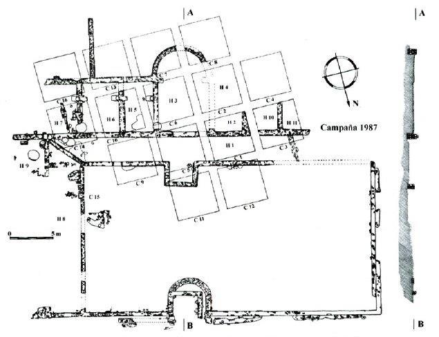 Villa romana de la Torrecilla. Cuadrículas excavación 1987